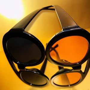 Fashion Sunglasses with Bridge in Black/Orange